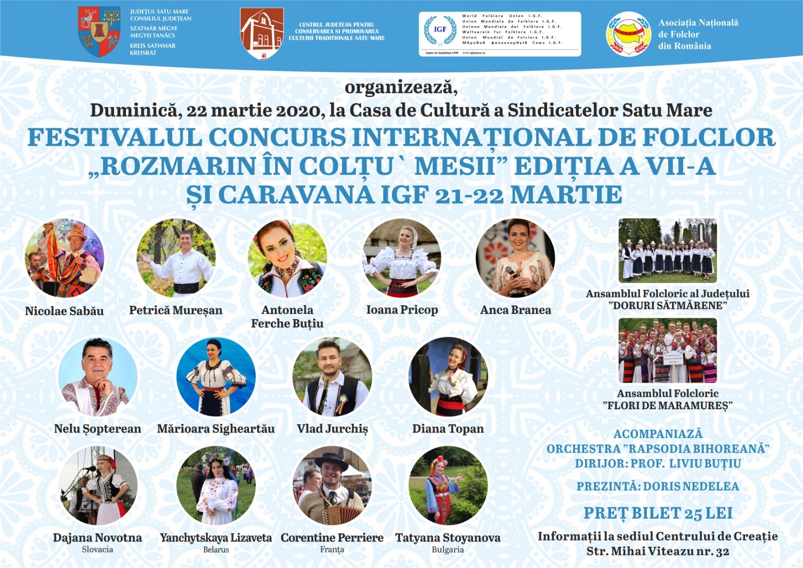 FOR THE FIRST TIME IN THE HISTORY OF SATU MARE COUNTY – ROMANIA, IN MARCH WILL BE HELD THE MEETING OF THE WORLD FOLKLORE UNION (I.G.F.)